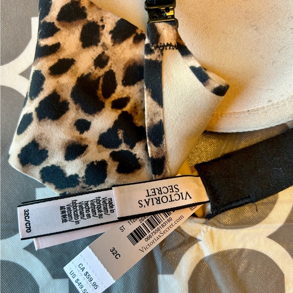 32C Victoria's Secret Hot Pink/Leopard Print Bra Duo lingerie - Picture 4 of 5